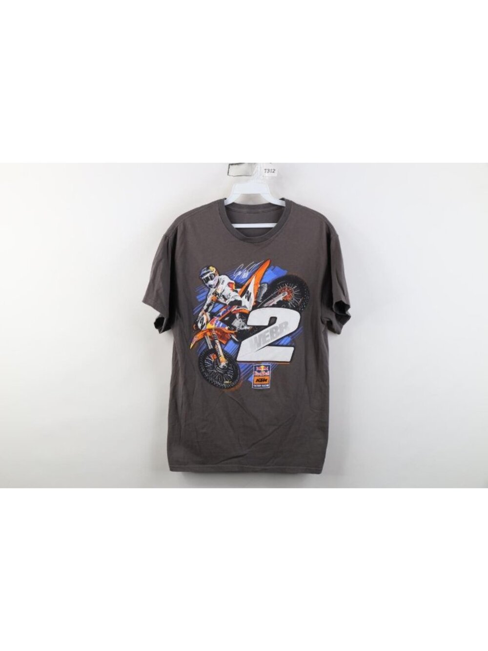 Red Bull KTM Factory Racing Mens Small Faded Cooper Webb Motocross T-Shirt Gray